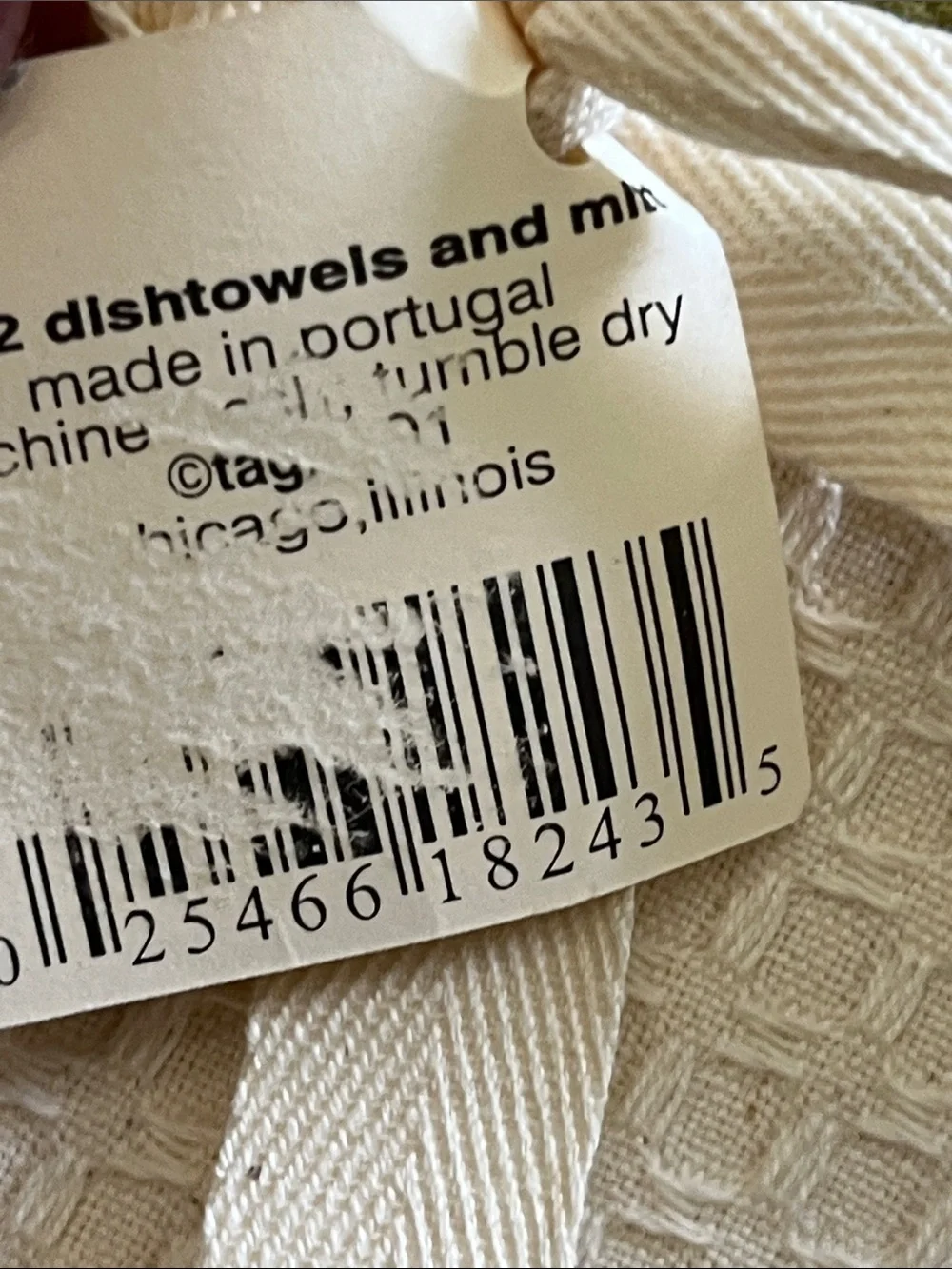 Tag Cream Waffle Weave Kitchen Towel